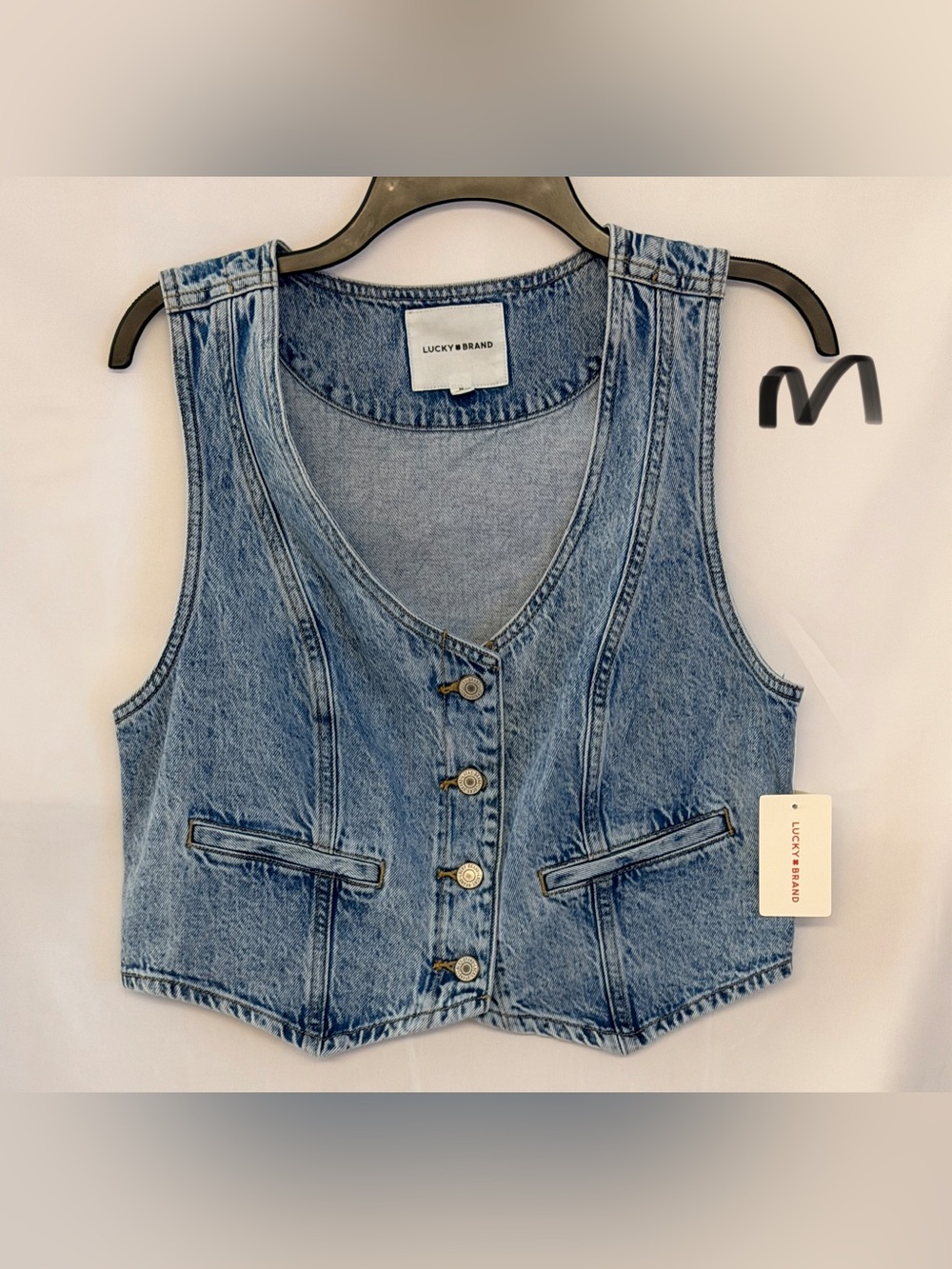 Lucky Brand Washed Blue Denim Vest